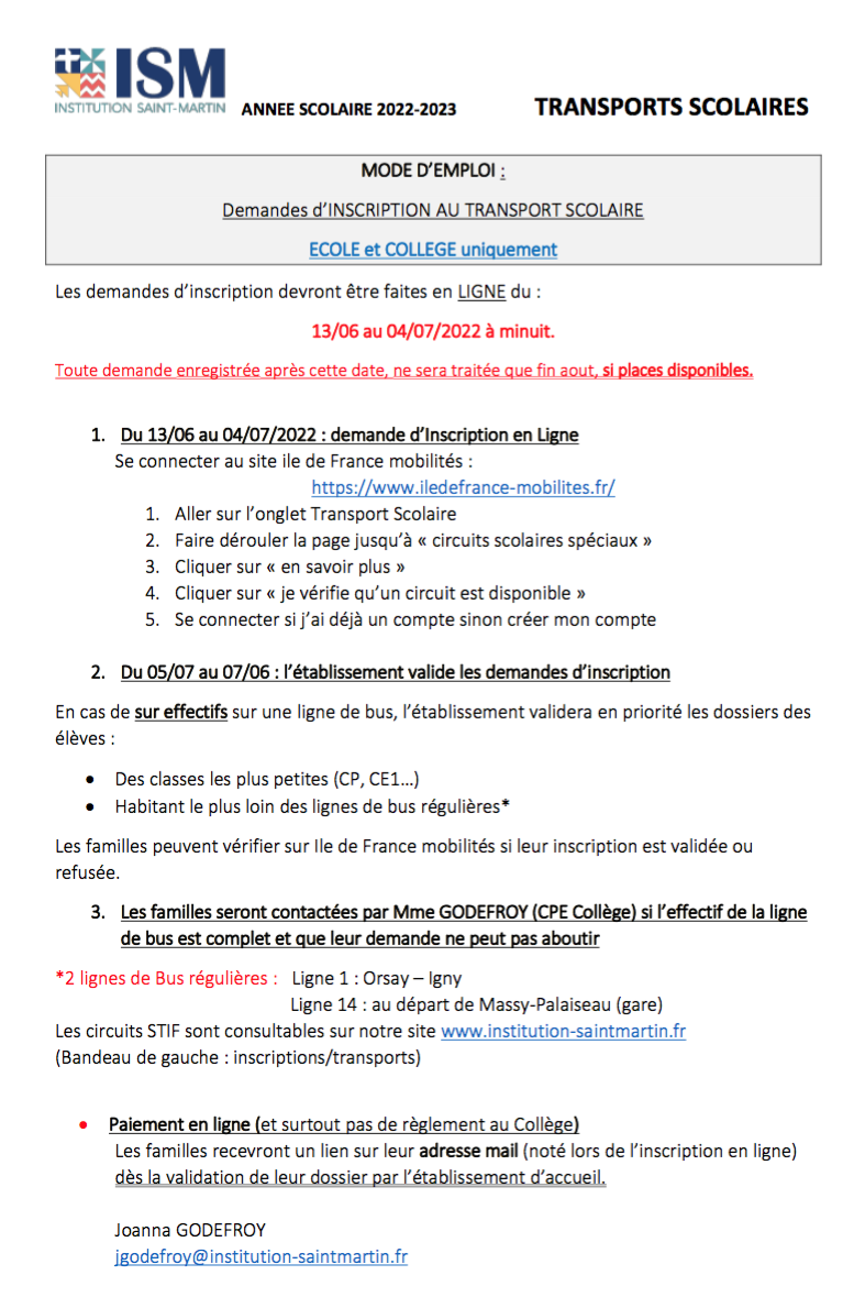 Mode d'emploi inscriptions 2022-2023